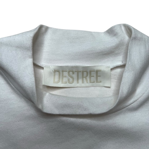 Destree Grayson White Cotton Top With Yellow Orange Striped Long Sleeves SZ S - Picture 7 of 12